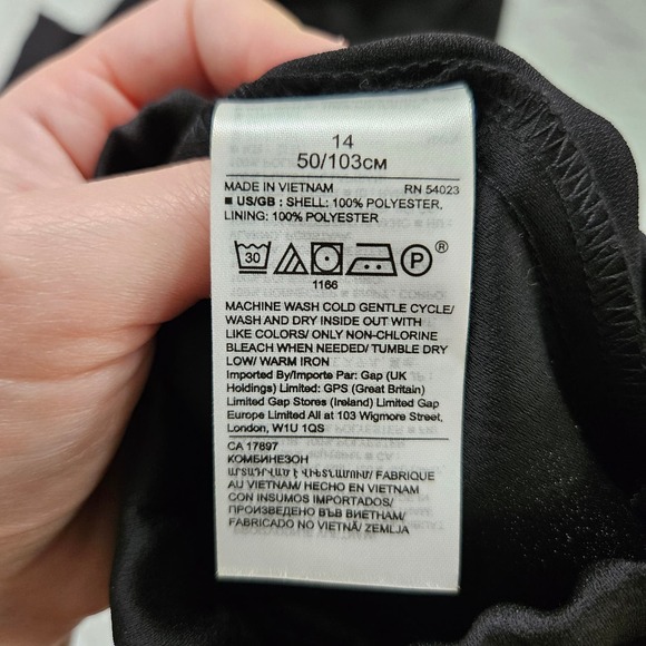 Banana Republic Women's Black Sleeveless Button Up Tie Waist Jumpsuit. Size 14 - Picture 14 of 14